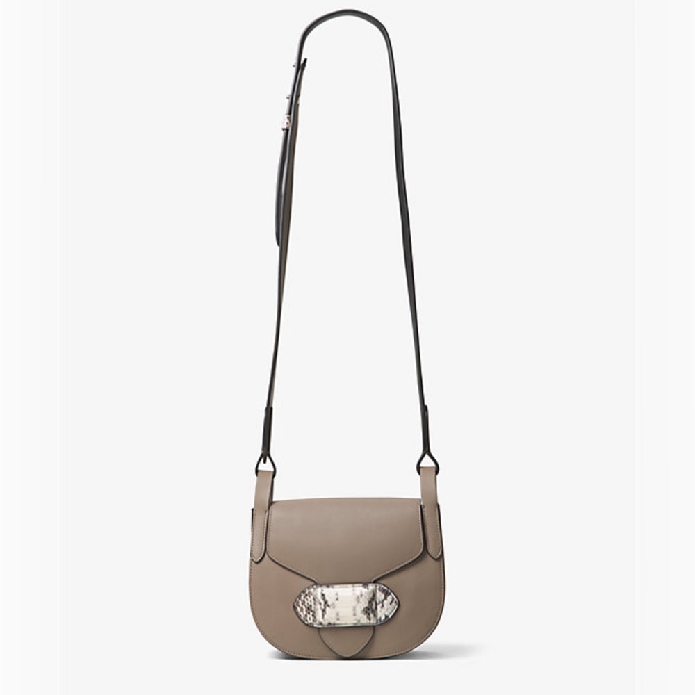 Michael Kors Collection Daria Small Leather and Snakeskin Saddlebag, NWT - Picture 2 of 6